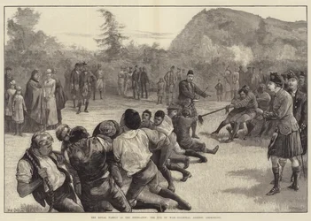 Die königliche Familie in den Highlands, das Tauziehen - Balmoral gegen Abergeldie