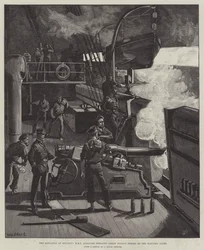 Die Situation in Souakim, HMS Albacore beschießt Osman Dignas Truppen mit elektrischem Licht