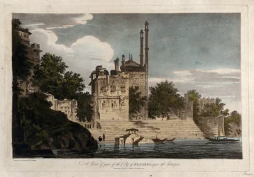 Ansicht eines Teils der Stadt Benares am Ganges