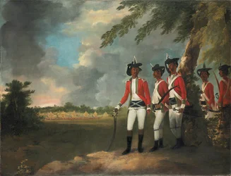 Lager von tausend Männern, gebildet von Augustus Cleveland drei Meilen von Bhagalpur entfernt, mit seinem Herrenhaus in der Ferne