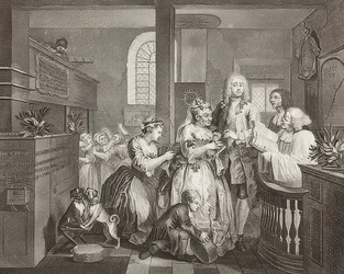 Der Weg eines Liederlichen, Blatt 5: Tom Rakewell heiratet eine reiche Alte