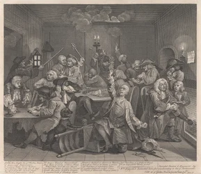 Der Lebensweg eines Wüstlings, Tafel 6: Er spielt um Geld
