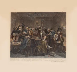 Der Lebensweg eines Wüstlings, Platte 6: Szene in einem Spielhaus, ca. 1735