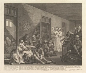 Der Lebensweg eines Wüstlings, Platte 8, [25. Juni 1735] neu aufgelegt 1763