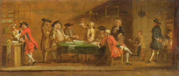 Figuren in einer Taverne oder einem Kaffeehaus, 1720er Jahre