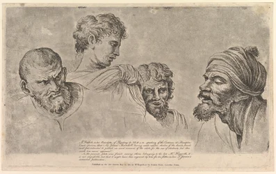 Vier Köpfe aus den Raphael-Kartons in Hampton Court, 14. Mai 1781