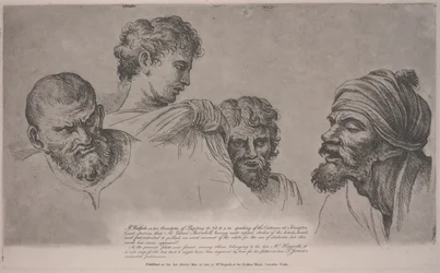 Vier Köpfe aus den Raphael-Kartons in Hampton Court, ca. 1729