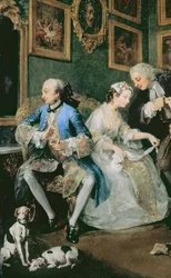 Heirat à la Mode: I - Die Heiratsvereinbarung, ca. 1743 (Detail)