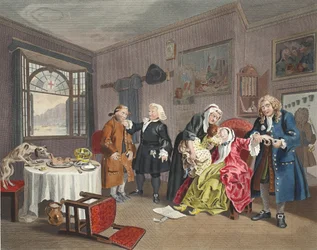 Marriage a la Mode, Tafel VI, Der Tod der Dame, Illustration aus 