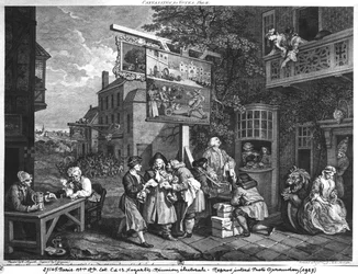 Die Wahl II; Stimmenfang, graviert von Charles Grignion, 1757