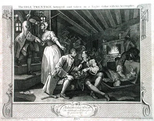 Der faule Lehrling, verraten von einer Prostituierten, Platte IX von 