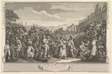 Der faule Lehrling wird in Tyburn hingerichtet, Industrie und Faulheit, Platte 11