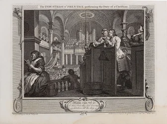 Der fleißige Lehrling, der die Pflicht eines Christen erfüllt. Serie Industrie und Fleiß, 1747