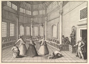 Das Innere einer Moschee, die Derwische tanzen Aubry de La Mottrayes Reisen durch..., 1723-24