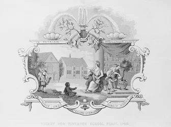 Eintrittskarte für das Schulfest von Tiverton, 1740, gestochen von J. Moore