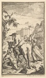 Trulla greift Hudibras an, siebzehn kleine Illustrationen für Samuel Butlers Hudibras..., 1721-26