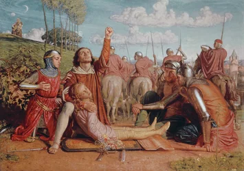 Rienzi schwört, Gerechtigkeit für den Tod seines jungen Bruders zu erlangen, der in einem Gefecht zwischen den Parteien der Colonna und Orsini getötet wurde, 1849-49
