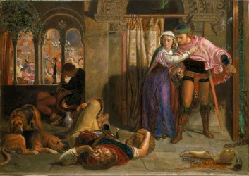 Die Flucht von Madeline und Porphyro während der Trunkenheit beim Festgelage (Der Vorabend von St. Agnes)