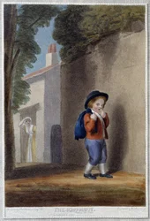 Der Schuljunge - in „Die 7 Lebensalter des Menschen“ von Shakespeare, ill. von W. Bromley, London