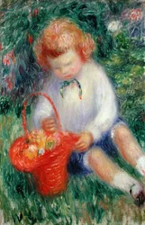 Lenna mit einem Korb voller Blumen