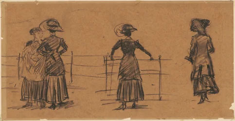 Studien von Frauen am Parkgeländer