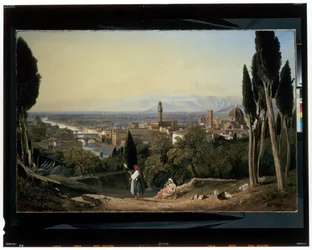 Blick auf Florenz und den Fluss Arno von San Miniato