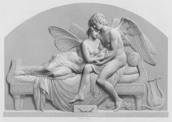 Cupid und Psyche, nach der Statue von J. Gibson, RA in der Sammlung der Königin (Gravur)