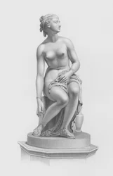 Vorbereitung auf das Bad, graviert von W. Roffe nach der Statue von J. Gibson, RA im Besitz des Earl of Yarborough