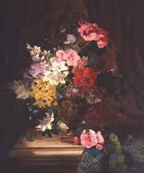 Ein Stillleben mit Blumen