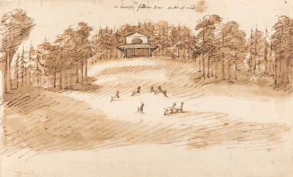 Entwurf für einen Pavillon in einem Hirschpark