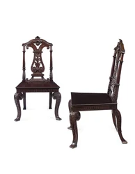 Paar George II Hallstühle, ausgeführt von James Moore dem Jüngeren, ca. 1727-31 (Mahagoni)