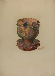 Pa. Deutscher Blumentopf und Tablett