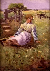 Frau auf einem Feld