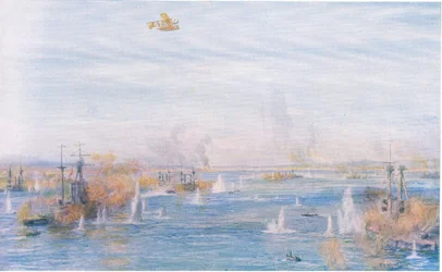 Bombardierung der Engstellen, 18. März 1915, aus Cassells Geschichte des britischen Volkes veröffentlicht von der Waverley Book Company Limited, ca. 1940