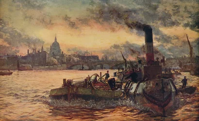 Schleppen durch die Stadt, ca. 1870-1880, ca. 1915