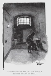 Newgate, eine der Zellen, in der ein Gefangener auf seinen Prozess wartet