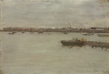 Grauer Tag an der Bucht, um 1886