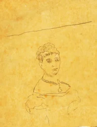 Dame im Abendkleid mit Figur der Venus von Milo