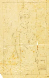 Dame im Abendkleid mit Figur der Venus von Milo