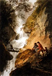 Landschaft mit Wasserfall