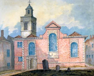 Außenansicht von St. Anne und St. Agnes, City of London, ca. 1810