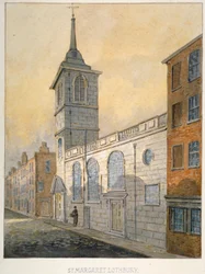 Südostansicht der Kirche St. Margaret Lothbury, City of London, 1815