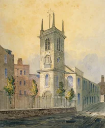 Südwestansicht der Kirche St. Olave Jewry, City of London, 1815
