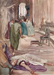 Die Ermordung Caesars (Farblithographie)