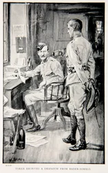 Yorke erhält eine Depesche von Baden-Powell, Illustration aus 