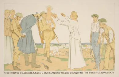 Bauern und Soldaten auf dem Feld