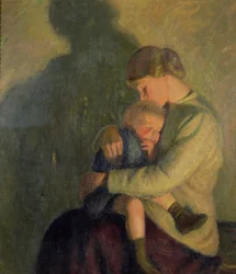 Mutter und Kind: Kerzenlicht