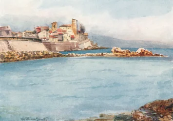Antibes vom Westen (Farblithografie)