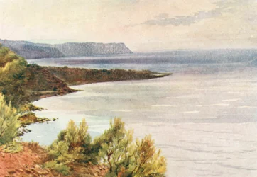 Blick von Santa Croce in Richtung Albenga, früher Morgen