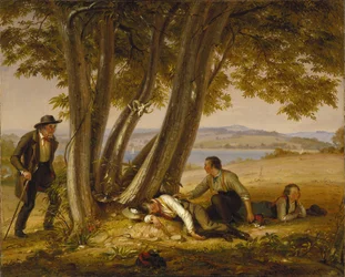 Beim Nickerchen ertappt (Jungen beim Nickerchen auf einem Feld ertappt)